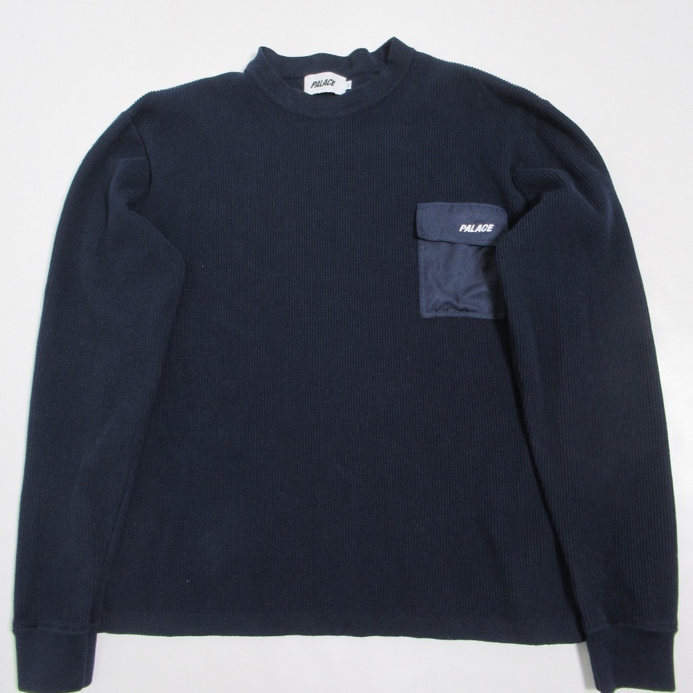 Palace Crew Neck Sweatshirt Pullover Navy Size L !00% Cotton